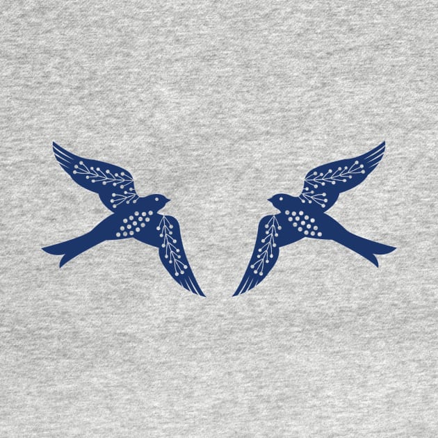 Folk Birds navy by Maggiemagoo Designs